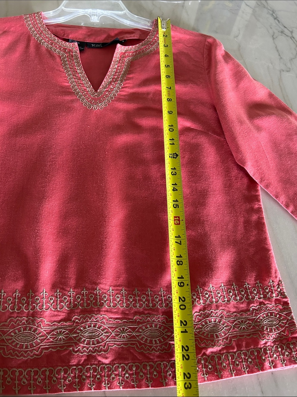 Rori Ann Linen Cotton Coral Top - Picture 6 of 8